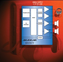 Maxim推出具有高集成度的立体声音频子系统
