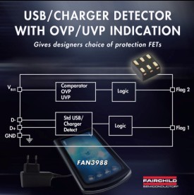 Farichild推出带有USB/充电器检测功能的便携应用过电压保护器件