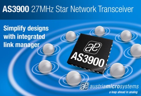 奥地利微电子推出27 MHz FSK低功耗收发器AS3900