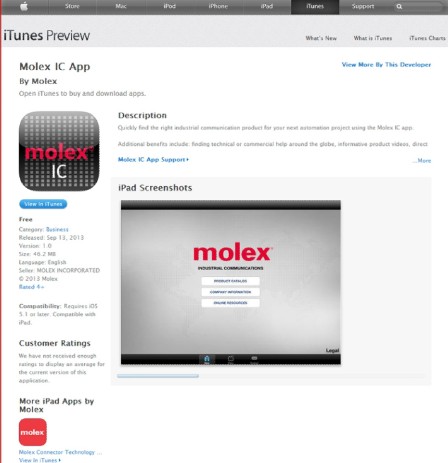 Molex IC App 提供指尖上的工业通信产品支持