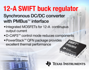 德州仪器推出支持PMBus™接口的业界最小型12A同步降压转换器