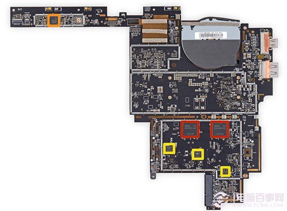 Surface Pro 3主板背面芯片特寫(xiě)