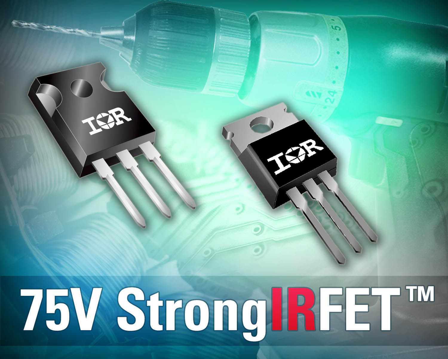 IR针对工业应用推出具有超低导通电阻的75V MOSFET，以扩充StrongIRFET系列