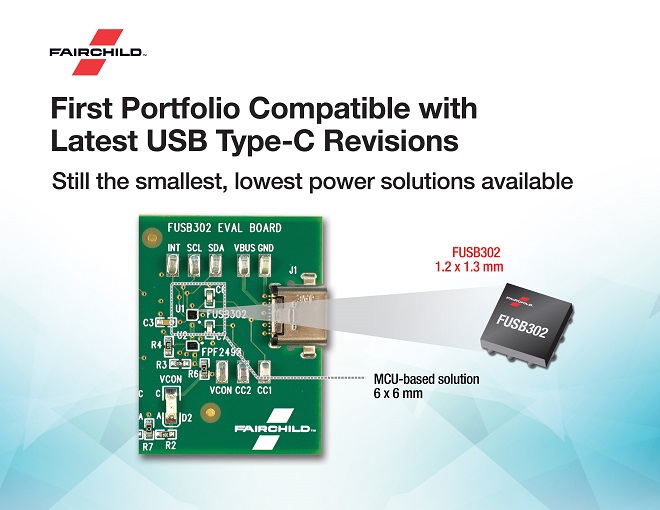 Fairchild USB Type-C 控制器兼容最新 Type-C 规格