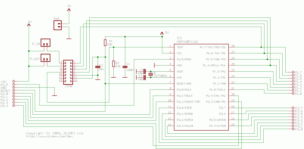 msp430f1232最小系统以及调试过程