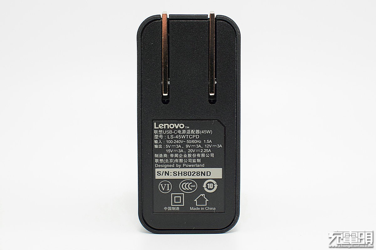 联想LS-45WTCPD USB-C电源适配器拆解