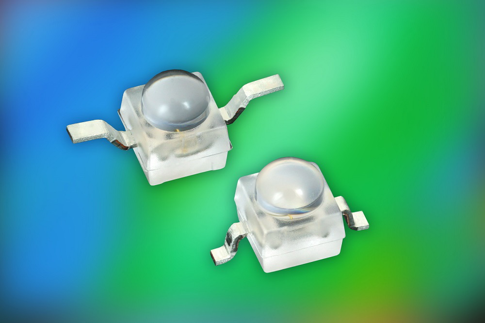 Vishay推出采用紧凑型封装半球形透镜的蓝色和纯绿色超亮LED，可有效节省空间