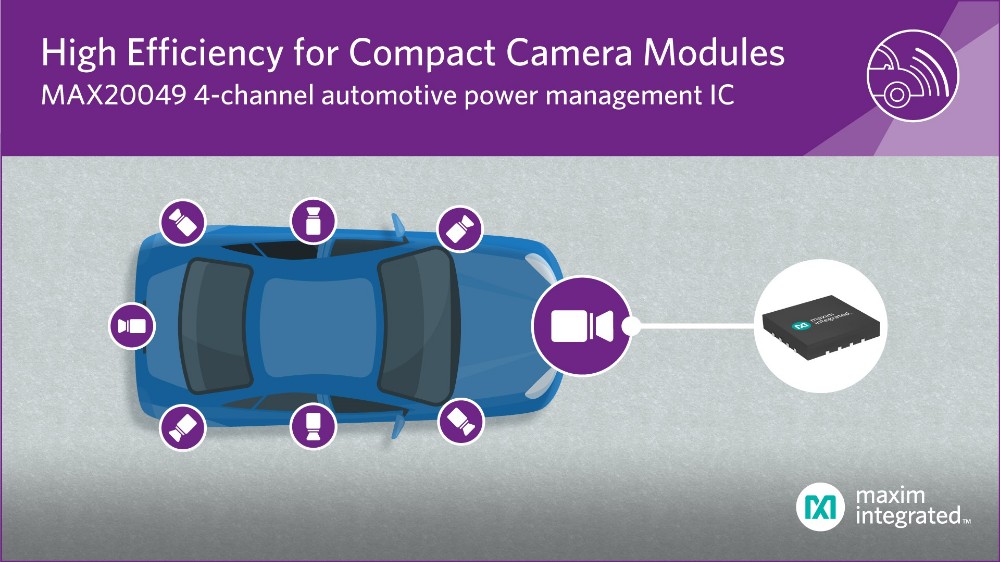 Maxim发布四通道电源管理IC，为汽车摄像模块提供最紧凑解决方案