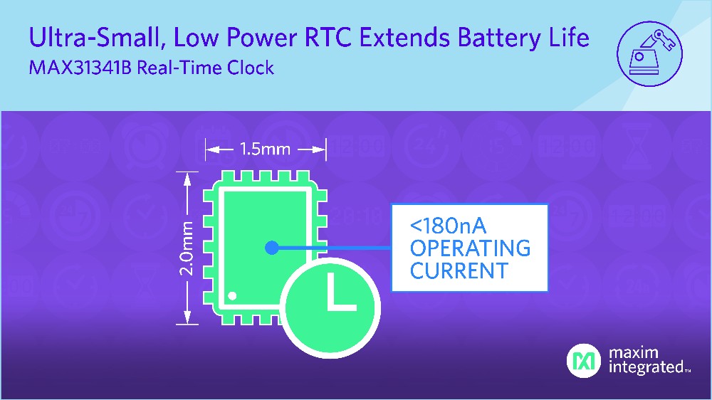Maxim 发布最新nanoPower实时时钟，提供行业最小封装和最长电池寿命
