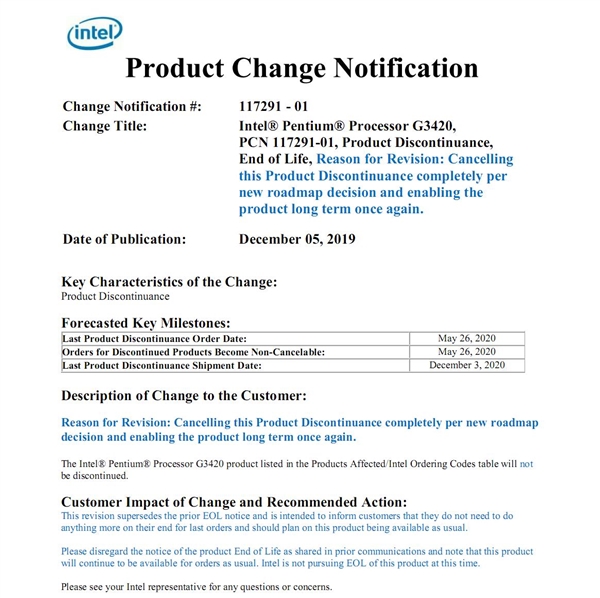 22nm工藝?yán)^續(xù)！Intel：四代奔騰G3420從未決定退役