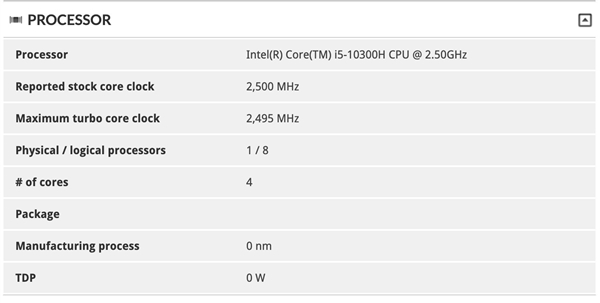 Intel十代酷睿标压版i5-10300H曝光：再次提速100MHz