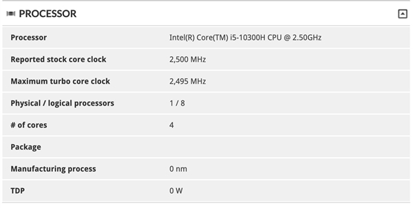 Intel十代酷睿標壓版i5-10300H曝光：再次提速100MHz