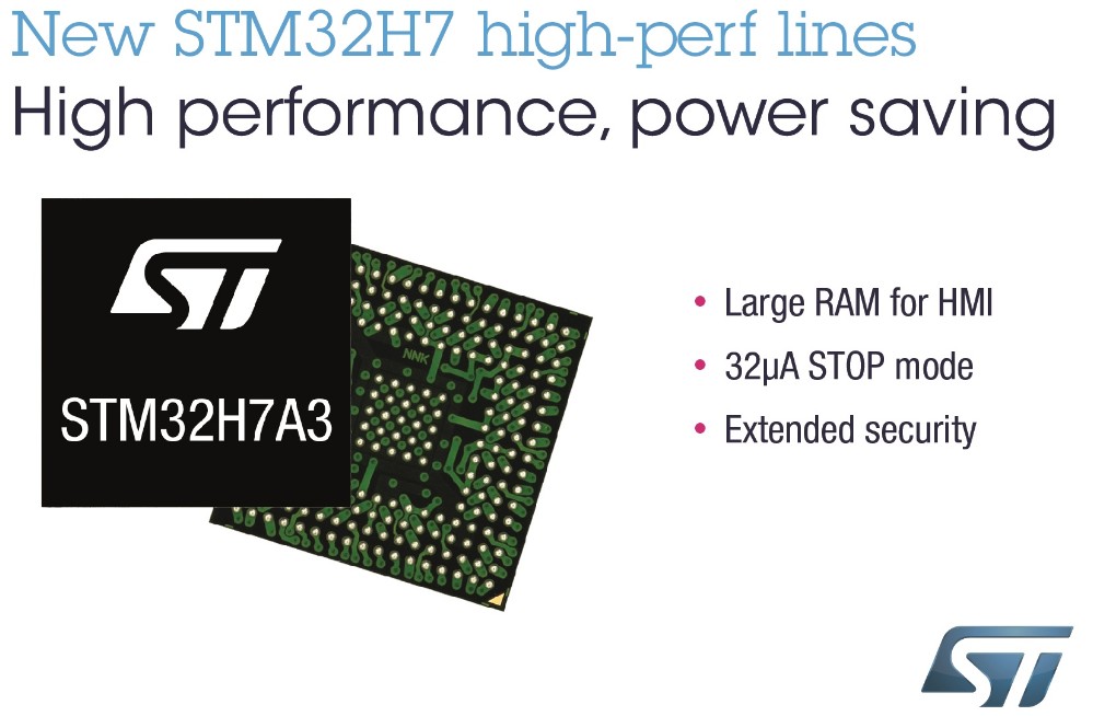 意法半導(dǎo)體推出適用于智能設(shè)備的STM32H7新產(chǎn)品線，融性能、集成度和能效于一身