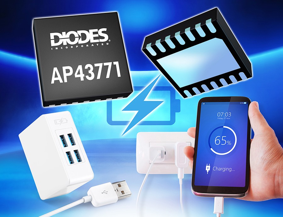 Diodes 公司推出的第二代 USB PD 控制器為低待機功率的快速充電器解決方案提供平臺