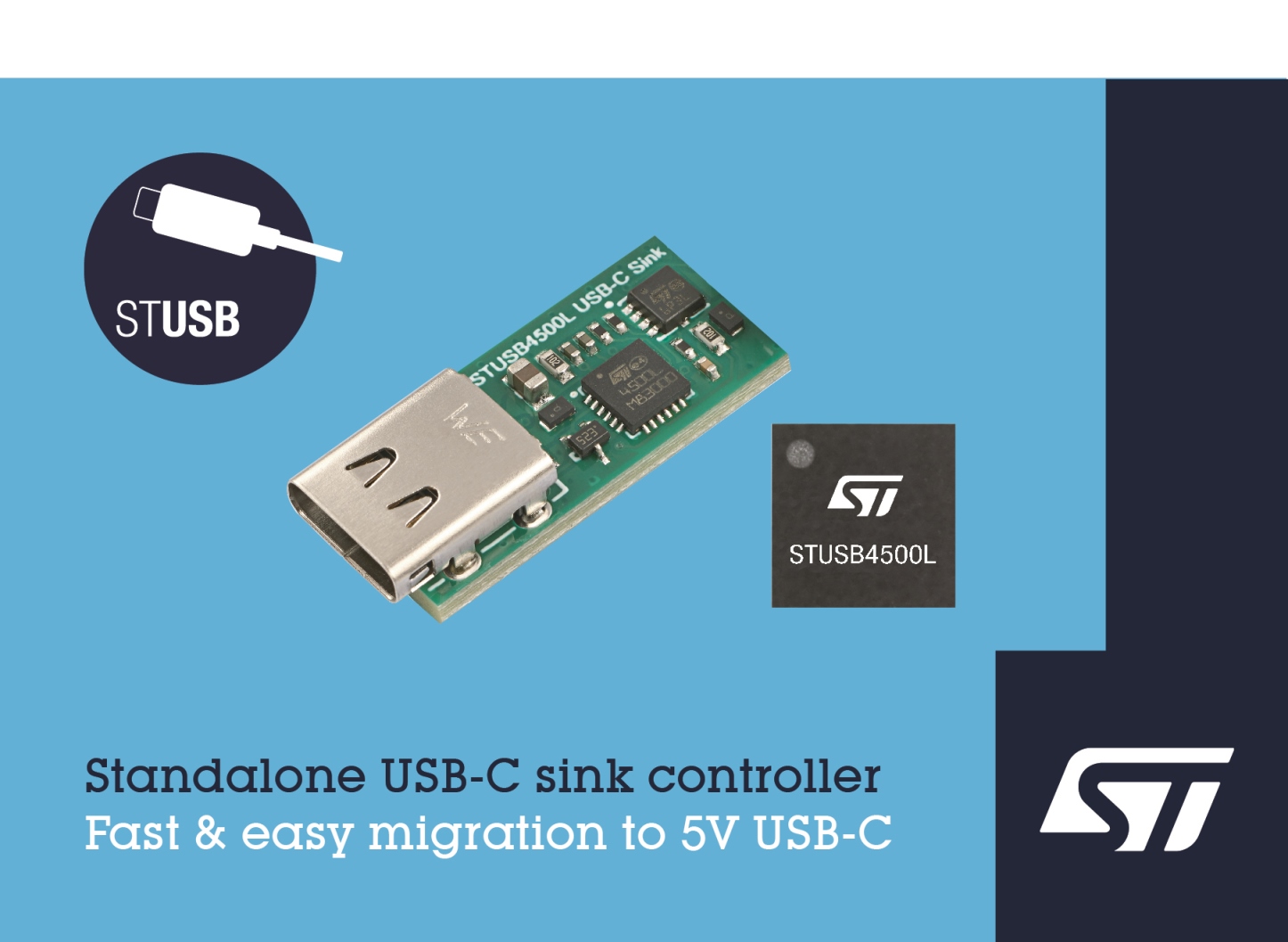 意法半導體推出面向5V USB-C充電應用的獨立的VBUS供電控制器