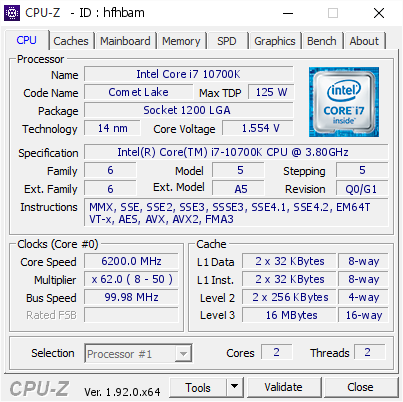 沒(méi)上液氮 酷睿i7-10700K只用水冷就超頻到6.2GHz