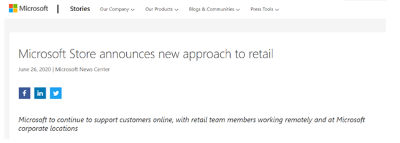微软宣布将永久关闭所有零售店：仅保留个别作为体验中心