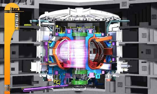托卡马克装置示意图。图片来源：ITER