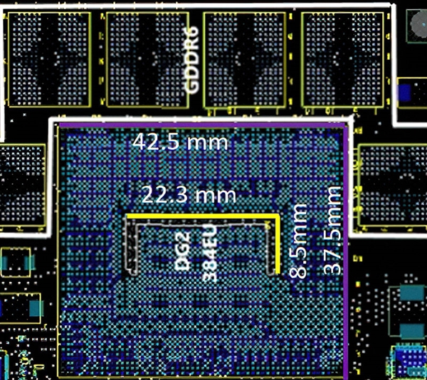 Intel DG2獨立顯卡就長這樣！189平方毫米、針對游戲本