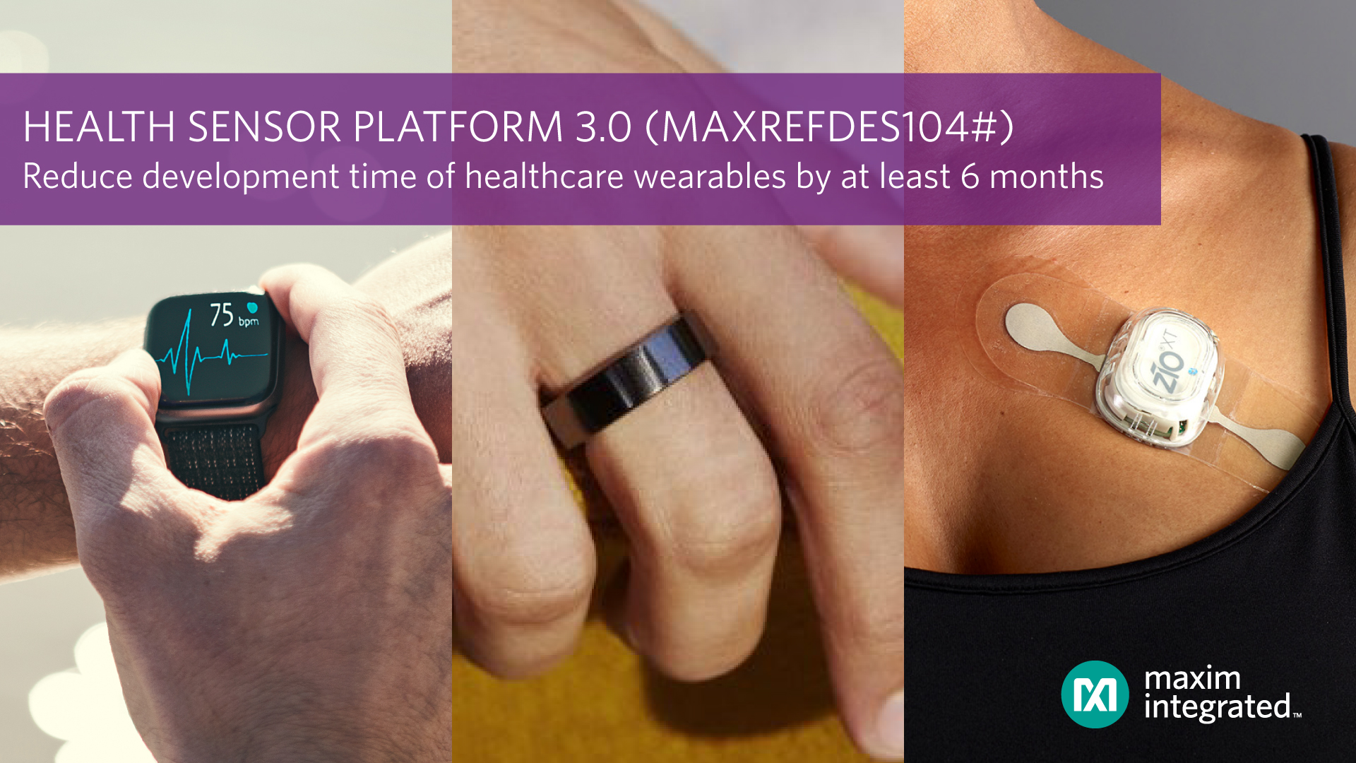  MAXREFDES104#是一款腕戴式參考設計，可直接用于收集血氧、ECG、心率、體溫和活動數