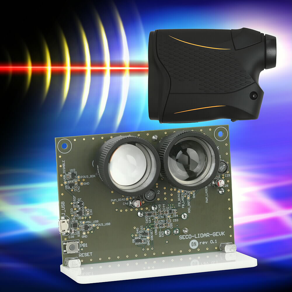 该平台展示使用安森美半导体硅光电倍增管 (SiPM) 传感器专知的直接飞行时间激光雷达