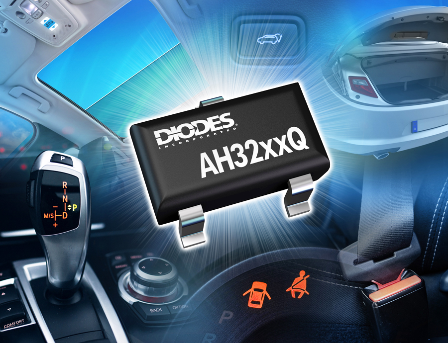 Diodes 公司推出符合汽車規格的雙線霍爾效應切換器，具有自我診斷功能，可提供高靈敏度與穩定效能