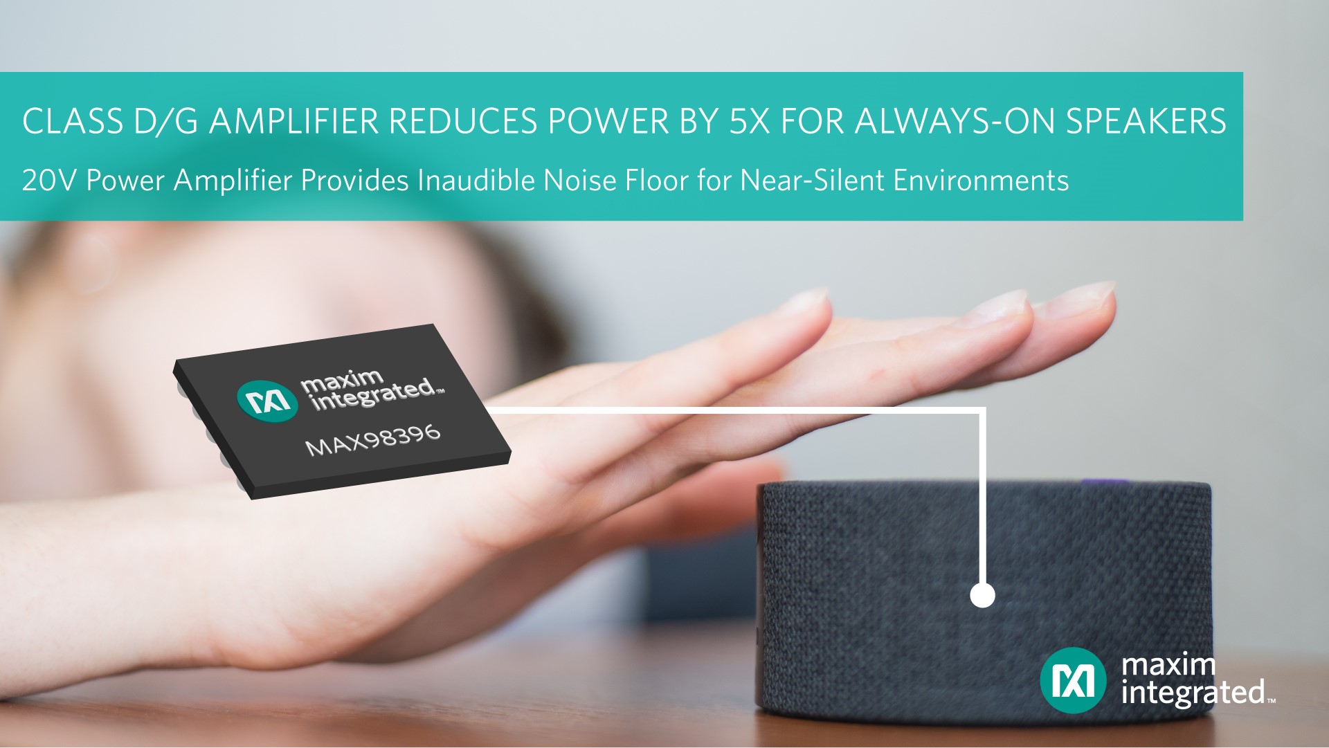 Maxim Integrated發布業界噪聲最低的D/G類放大器，用于行業標準的常開揚聲器設計，僅消耗1/5靜態功耗