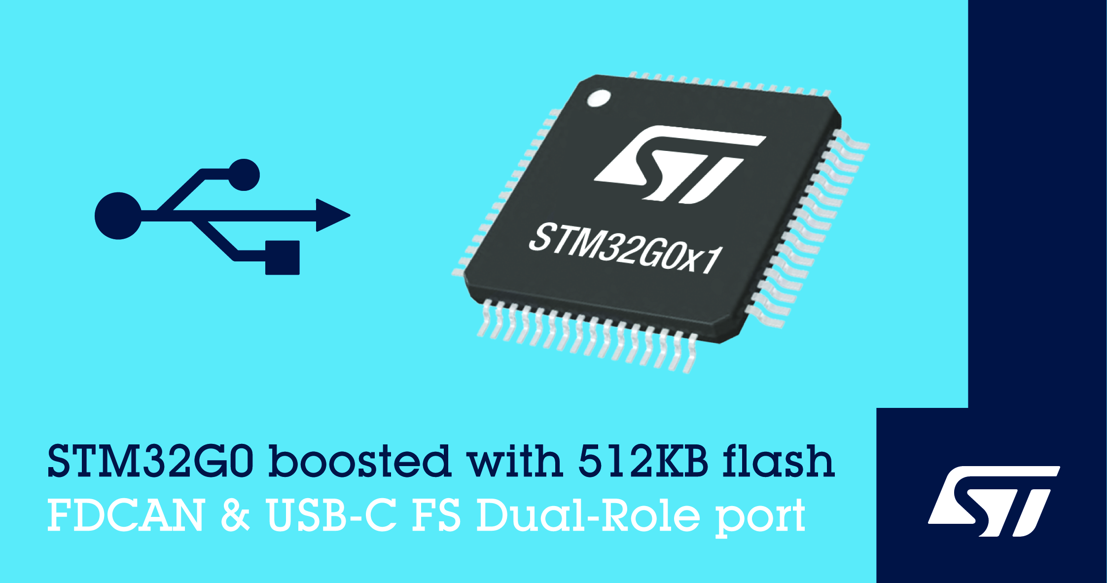 意法半导体发布新STM32G0微控制器，增加USB-C全速双模端口、CAN FD接口和更大容量的存储器