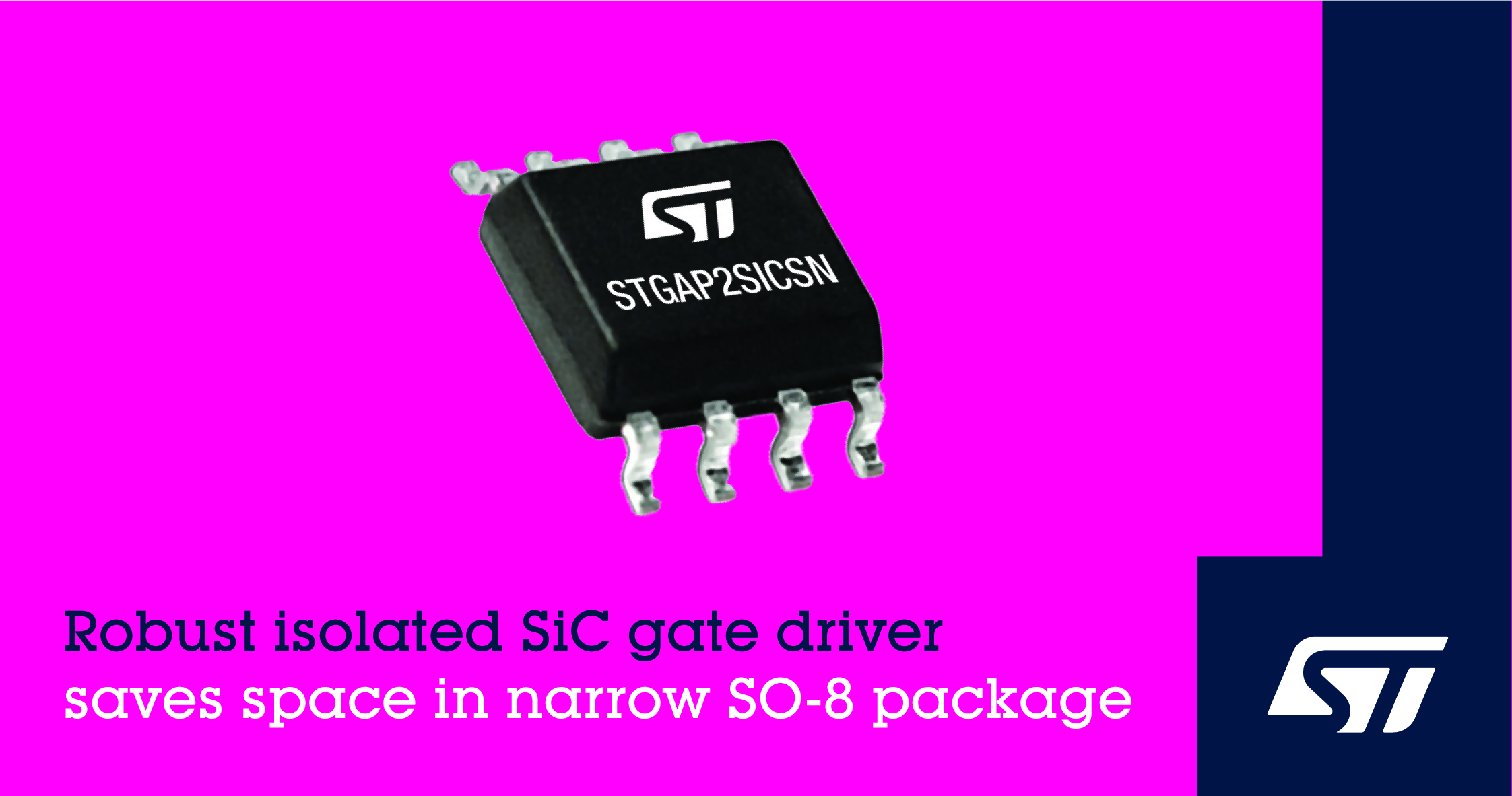 意法半導體的穩健的隔離式 SiC 柵極驅動器采用窄型 SO-8 封裝可節省空間