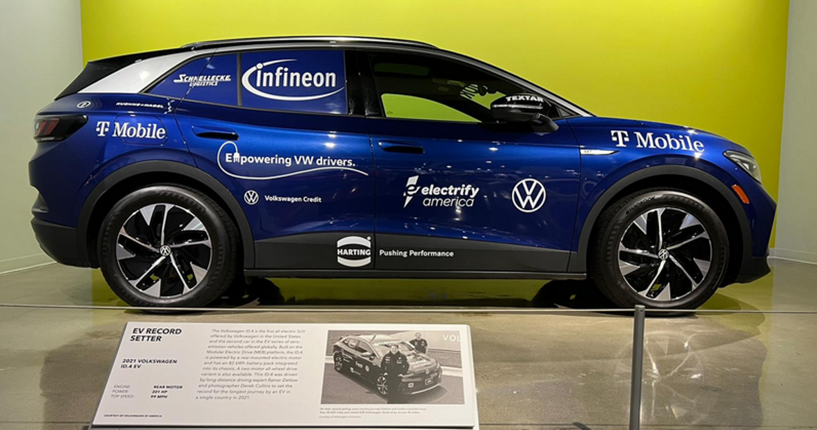 ID.4挑战: 打破世界纪录的汽车目前正在洛杉矶彼得森汽车博物馆展出 