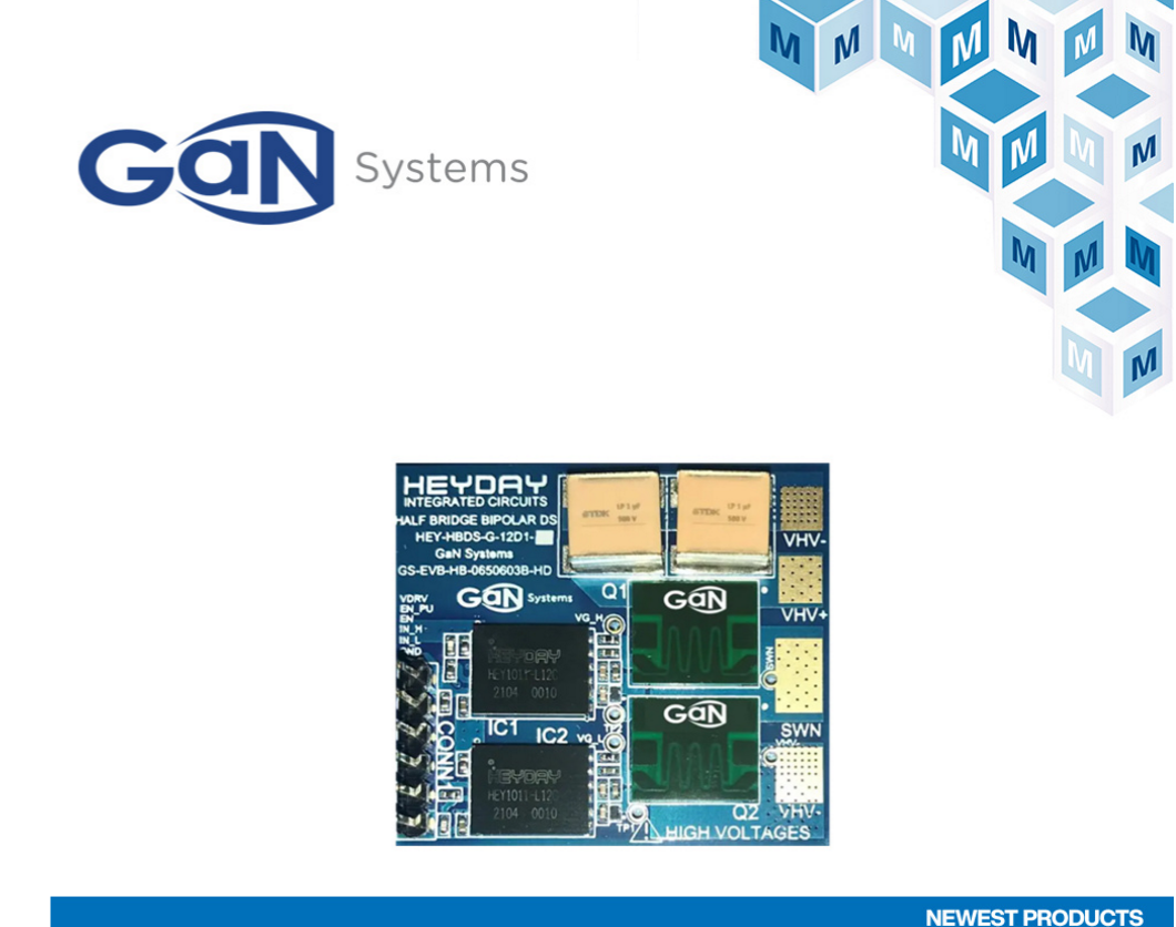 GaN Systems HD半桥双极驱动开关评估板在贸泽开售