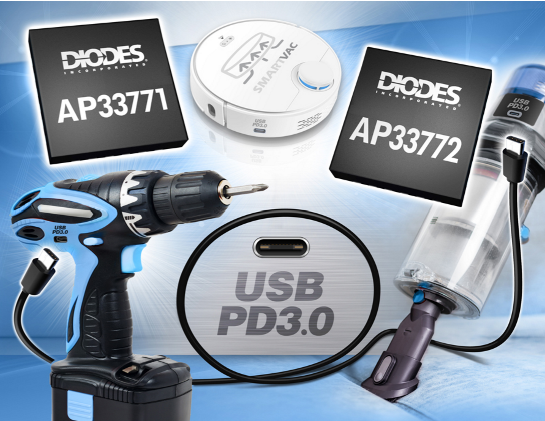 Diodes 公司推出 USB Type-C PD3.0 接收控制器，提供精简且具成本效益的充电解决方案