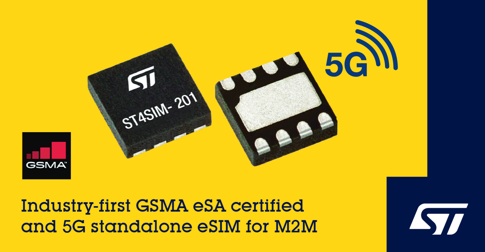 意法半导体5G M2M 嵌入式SIM卡芯片通过最新GSMA eSA(安全保障)认证 