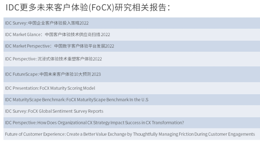 IDC首次发布《Market Glance: 中国客户体验供应商扫描 2022》报告