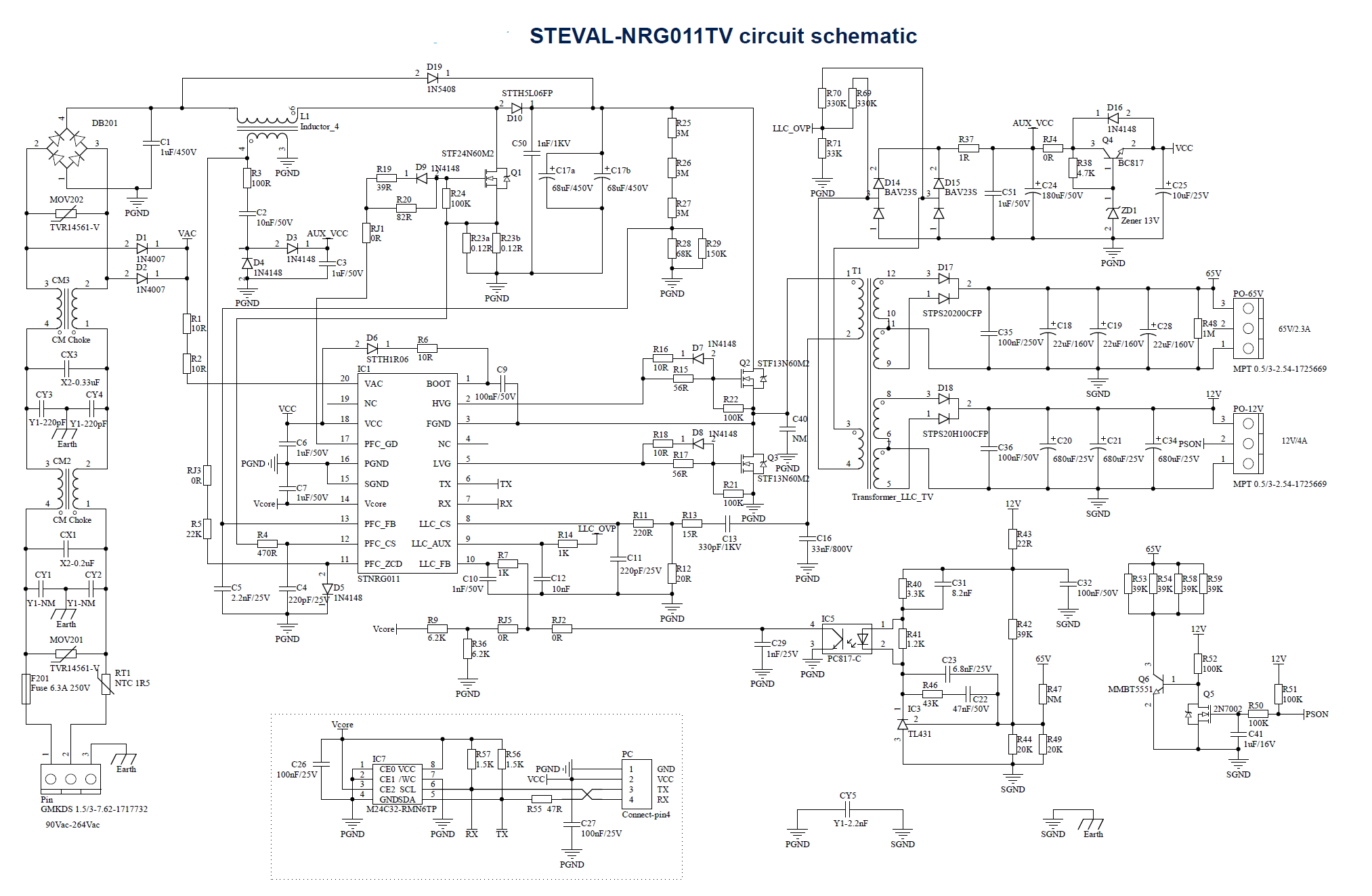 基于 STNRG011 數位組合諧振控制器的 200 W LED 電視電源解決方案, STEVAL-NRG011TV