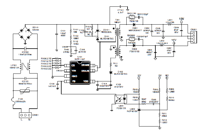 基于安森美半導體NCP11187A65PG的45W隔離型通用變頻器輔助電源方案