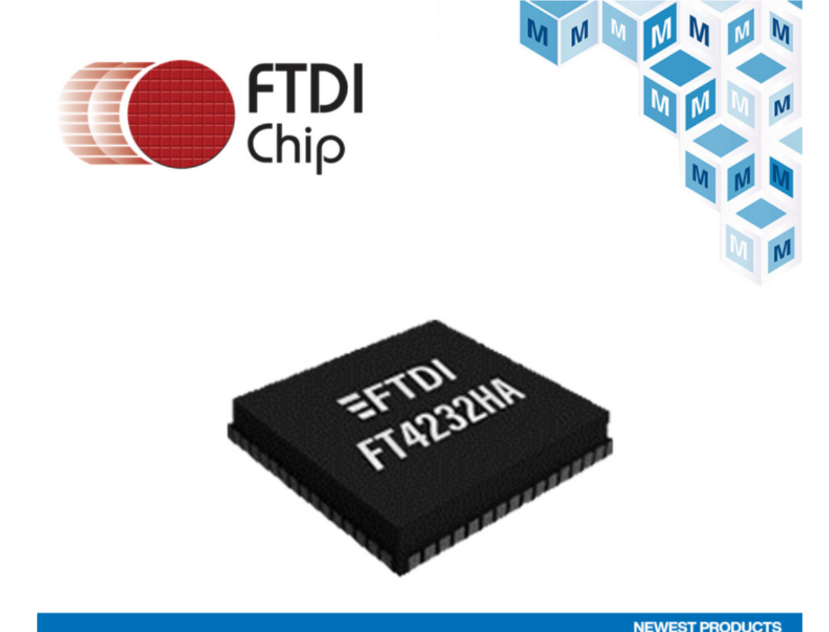 貿(mào)澤開售FTDI Chip FT4232HA USB轉(zhuǎn)UART/MPSSE IC 為目標設計提供高速USB支持