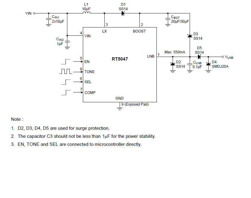 基于 Richtek RT5047GSP 在于 LNB/LNBF 10W電源方案