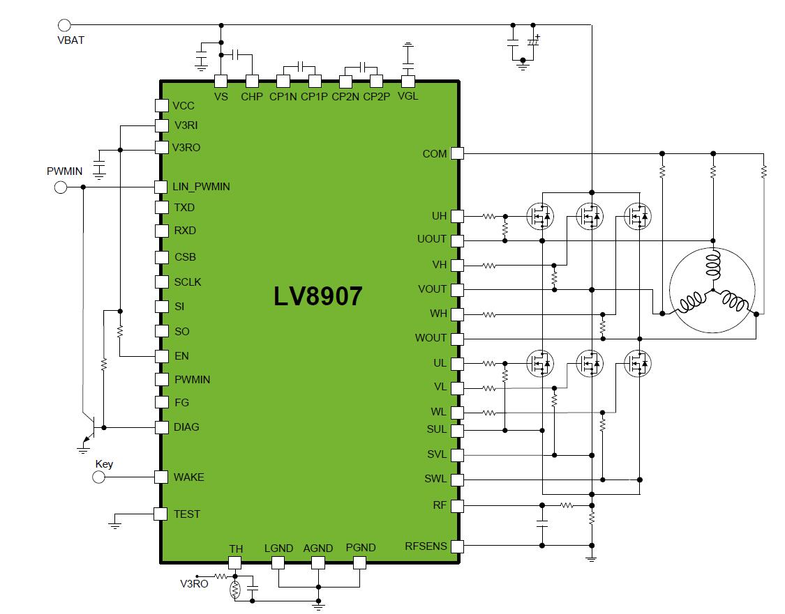 基于onsemi LV8907UWR2G的100W汽车电子水泵解决方案