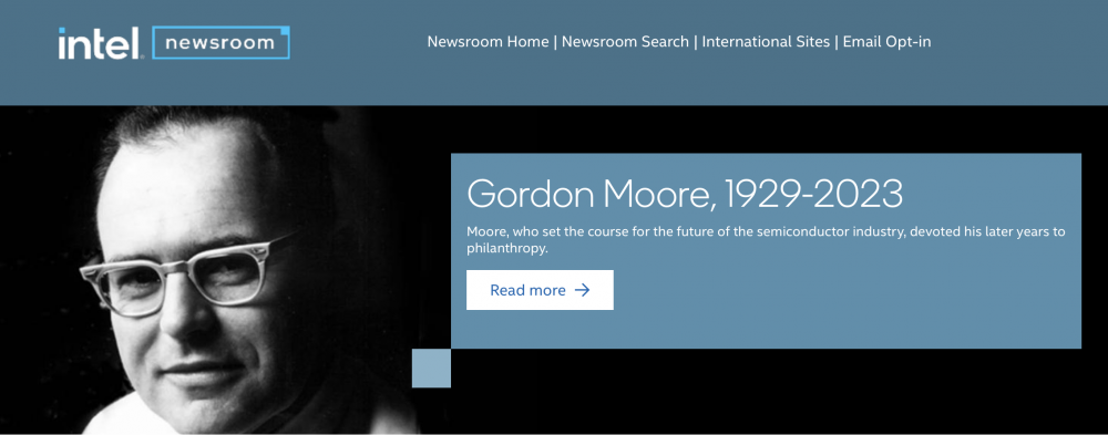 英特尔联合创始人、摩尔定律发明者戈登·摩尔去世