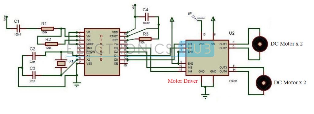 DTMF Controlled Robot without Microcontroller Circuit Diagram
