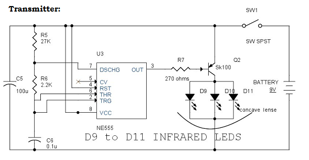 Infrared Remote Control Switch Circuit Diagram - Transmitter