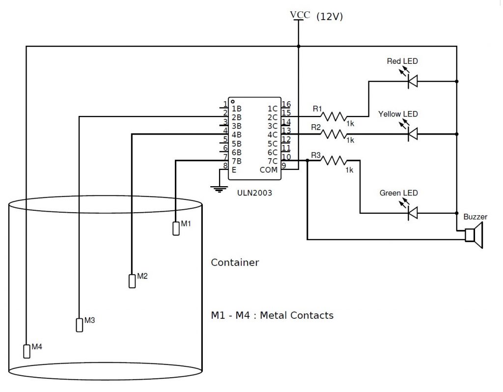 Water Level Indicator using ULN2003 Circuit