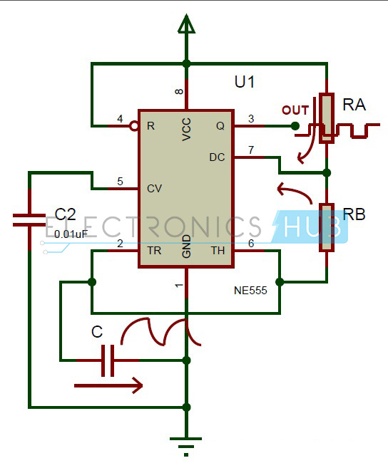 555 Timer in Astable Mode