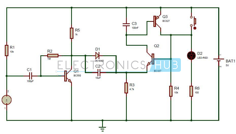 Puff to Off LEDs Circuit Diagram