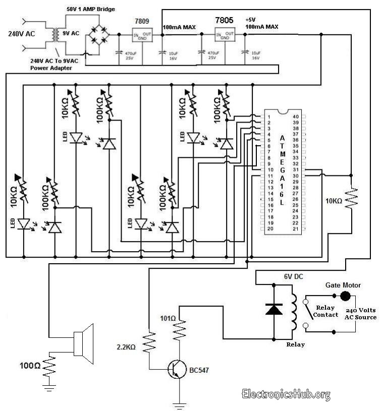 Automatic Railway Gate Controller Schematic diagram