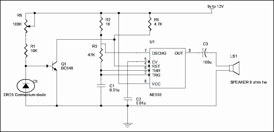 Fire Alarm Circuit Using Germanium Diode