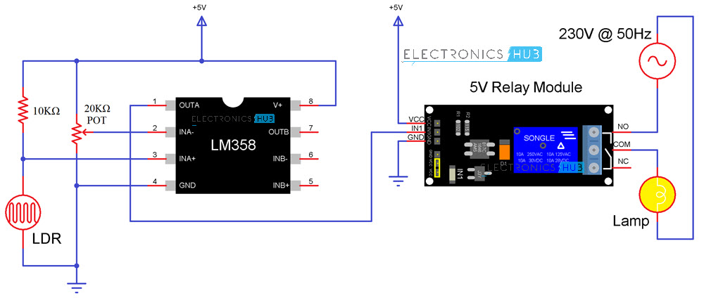 Light Activated Switch Circuit using LDR Circuit Diagram
