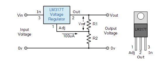 如何使用LM317T创建可变电压电源