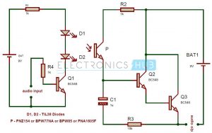 IR Audio Transmitter and Receiver Circuit Diagram